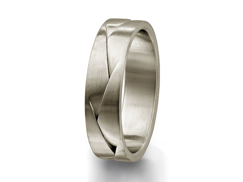 Precious Damascus Steel and 14K Rose Gold Men's Wedding Band