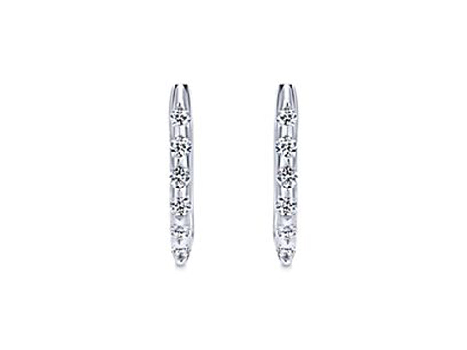 14K White Gold and Diamond Huggie Earrings at the Best Jewelry Store in Washington DC