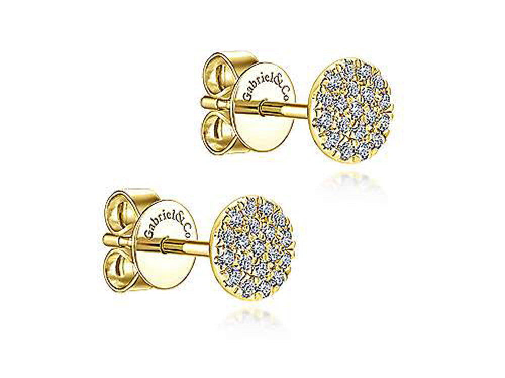 14K Yellow Gold and Diamond Stud Earrings