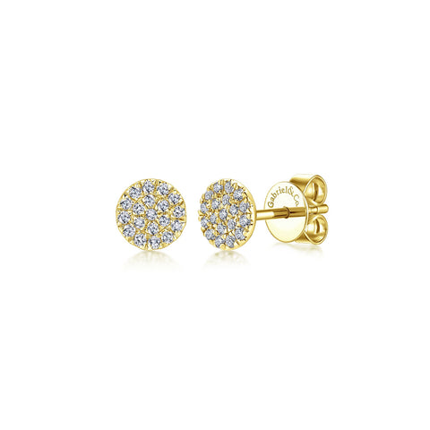 Diamond Cluster Stud Earrings in 14K Yellow Gold