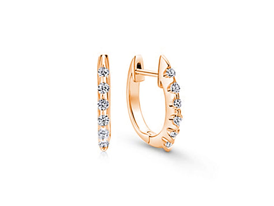 14K Rose Gold and Diamond Huggie Earrings at the Best Jewelry Store inWashington DC