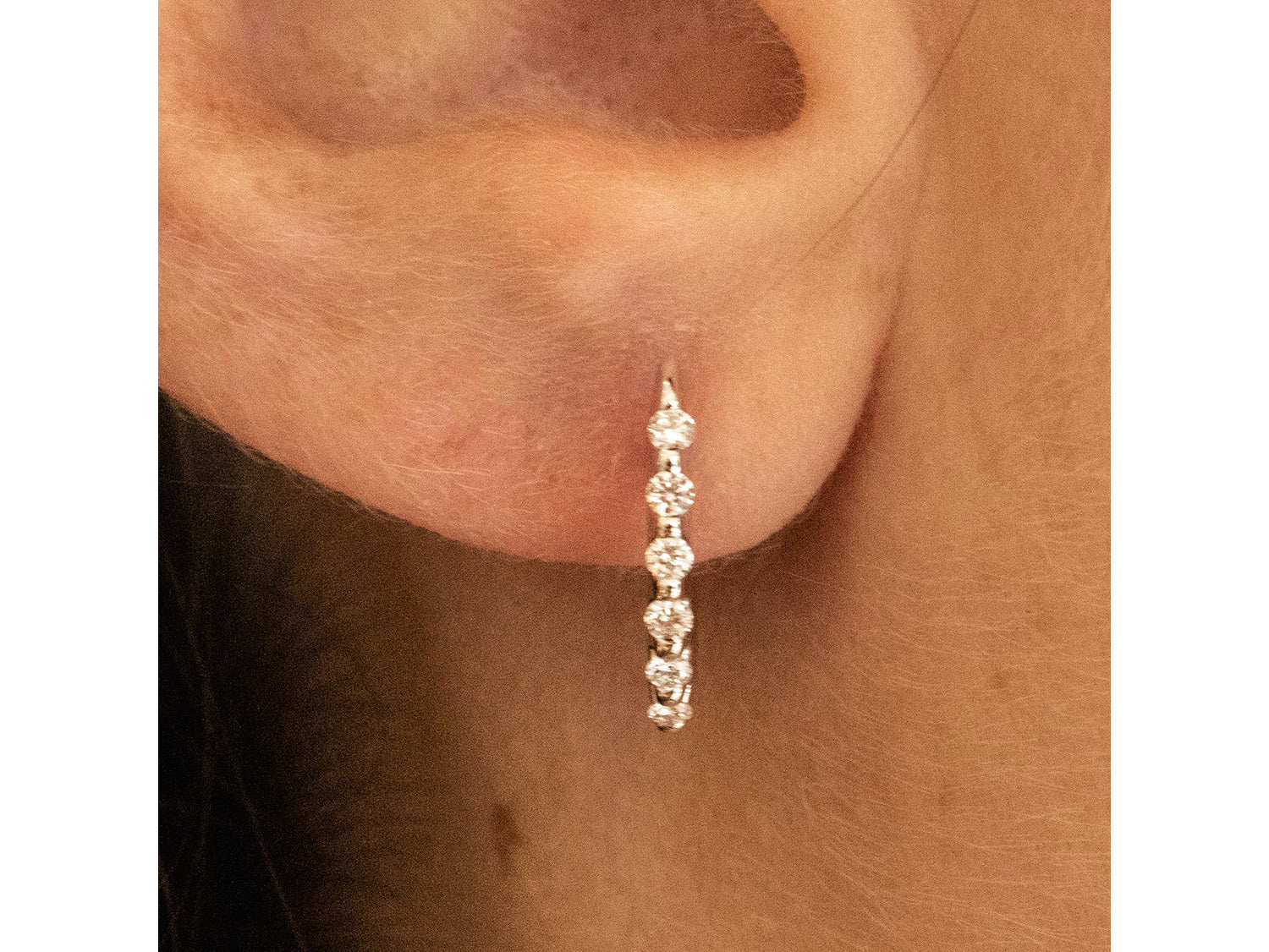 14K White Gold and Diamond Huggie Earrings at the Best Jewelry Store in Washington DC