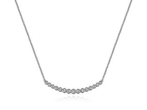 Petite Pavé Diamond Bar Necklace in Rose Gold