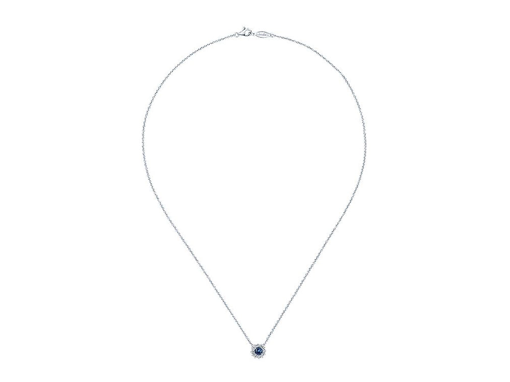 Sapphire and Diamond Starburst Necklace in White Gold – www.igorman.com