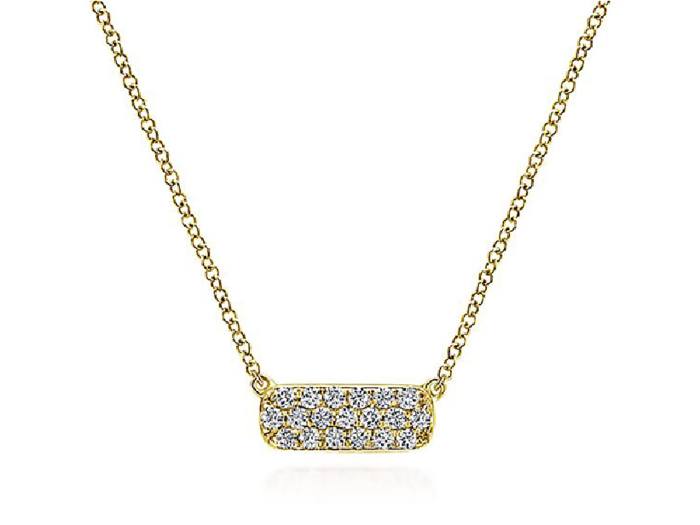Simple Yellow Gold and Diamond Bar Necklace at the Best Jewelry Store in Washington DC