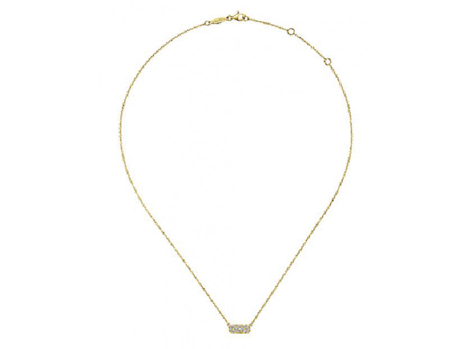 Simple Yellow Gold and Diamond Bar Necklace at the Best Jewelry Store in Washington DC