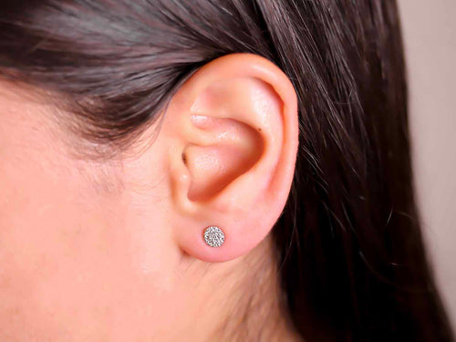 Pavé Diamond Stud Earrings in White Gold
