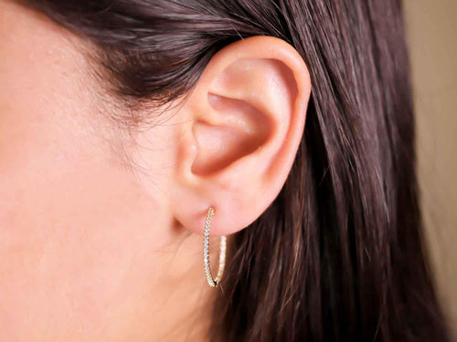 "Inside-Out" French Pavé Diamond 20mm Hoop Earrings
