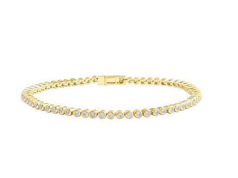 Floating Bezel Diamond Chain Link Bracelet in 14K Yellow Gold