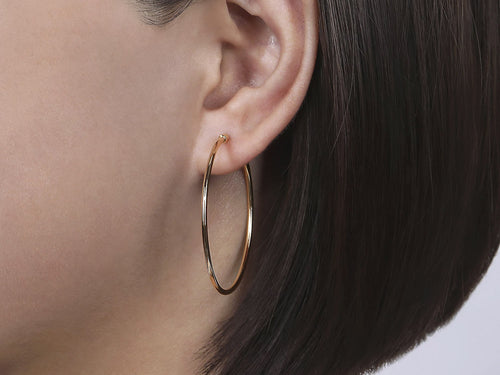 Classic Round 40mm Hoop Earrings in Rose Gold