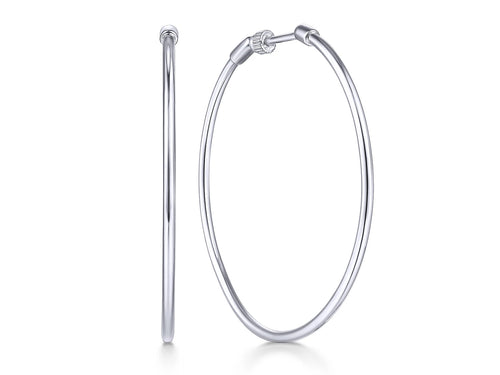 Classic Round 40mm Hoop Earrings in White Gold