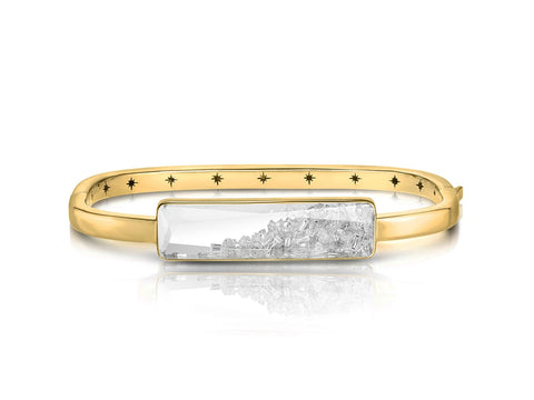Square Bar Link and Diamond Bracelet in 14K Yellow Gold