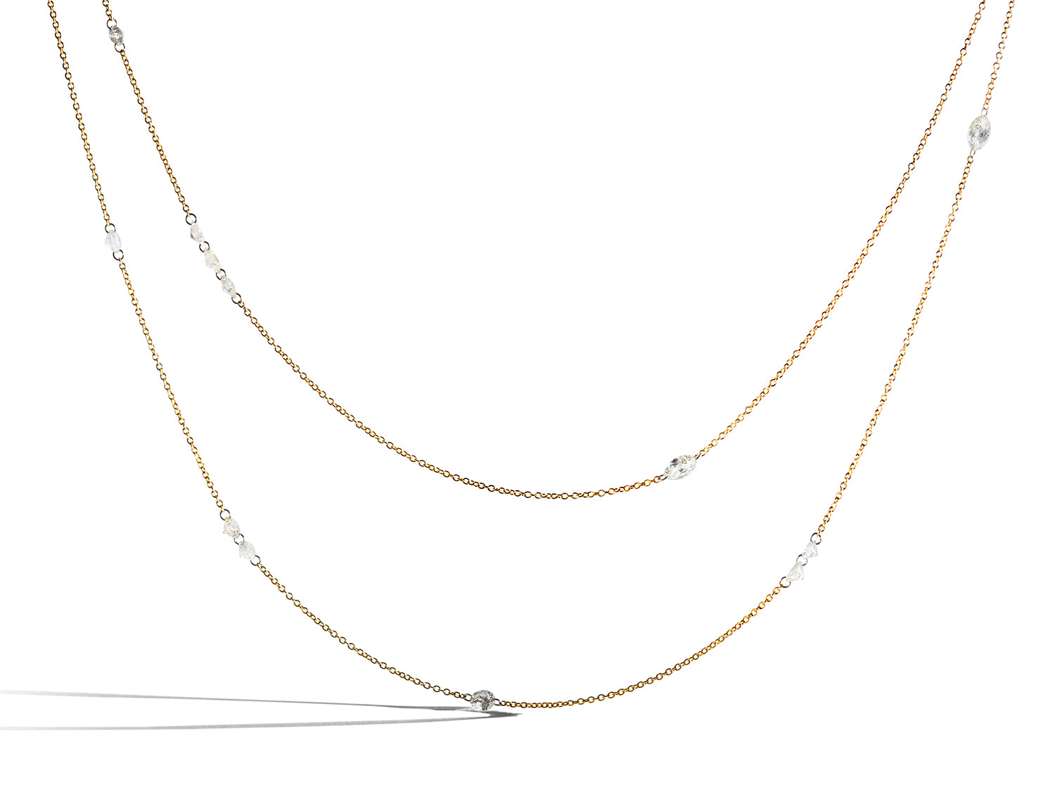 Marquise, Round and Pear-Shaped Diamond Long Necklace