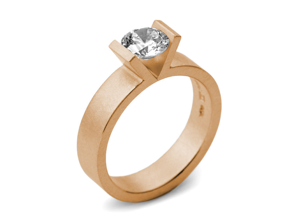 Bar Set Diamond Solitaire Engagement Ring in Rose Gold
