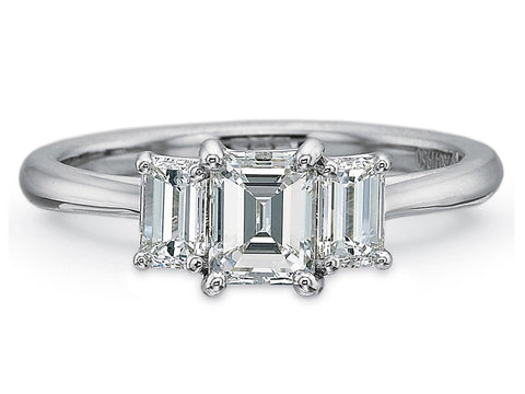 Round Brilliant Diamond Three-Stone Engagement Ring