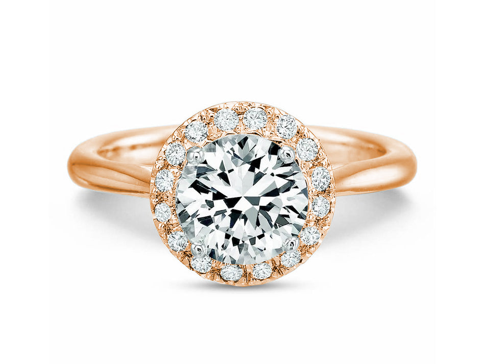 Rose Gold and Diamond Halo Engagement Ring in Washington DC