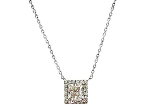 Bezel Diamond Necklace in White Gold