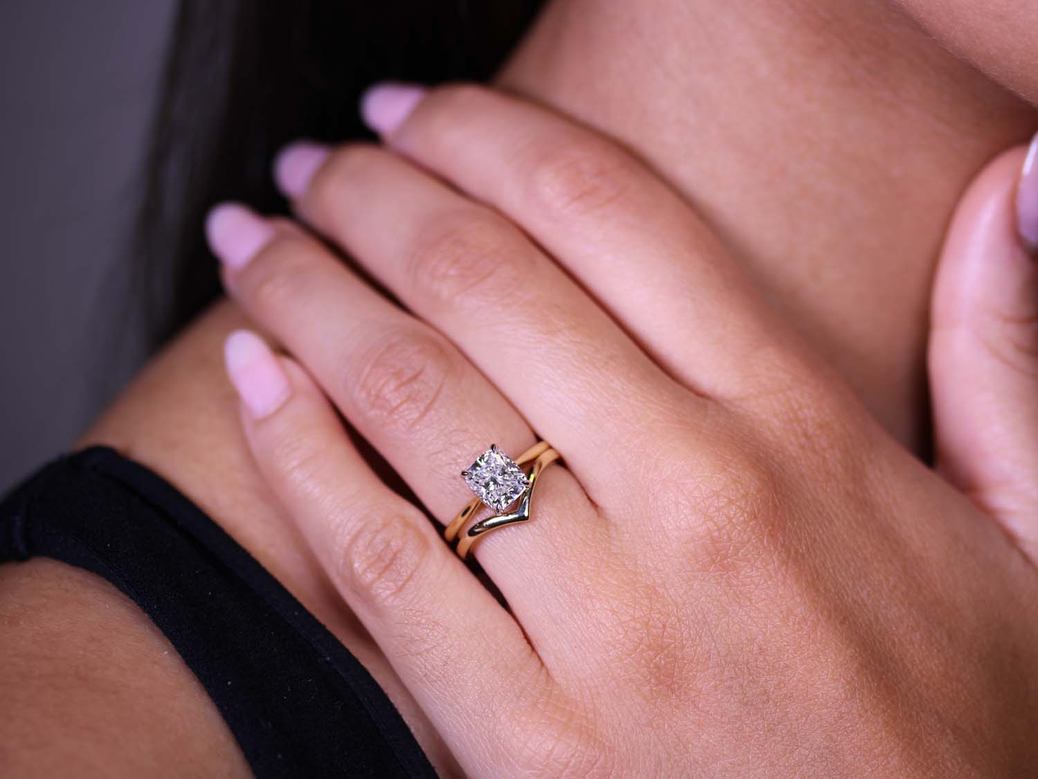 Cushion Diamond Solitaire Engagement Ring in Yellow Gold
