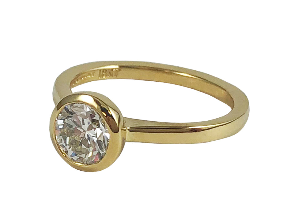 Bezel Diamond Solitaire Engagement Ring in Yellow Gold