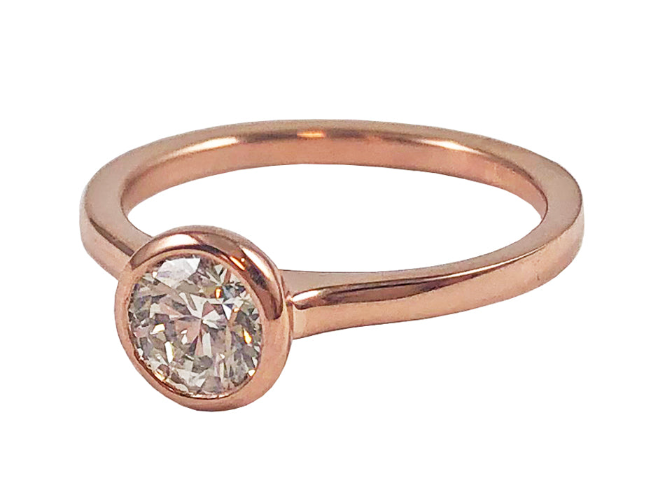 Rose Gold and Bezel Set Diamond Solitaire Engagement Ring in Washington DC