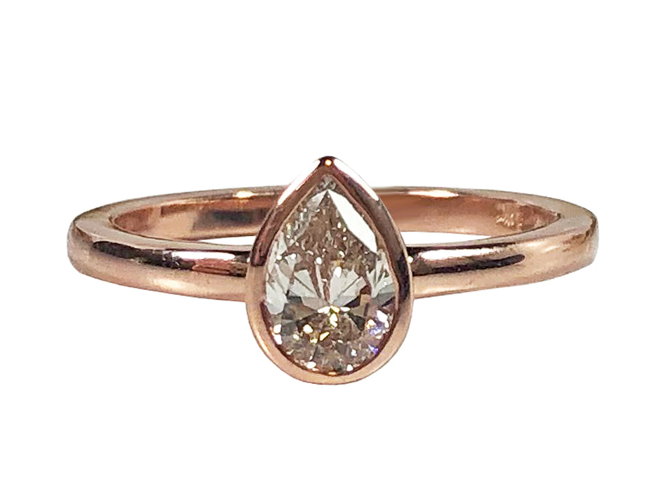 Simple Rose Gold Pear Engagement Ring Salt and Pepper Engagement Ring at the Best Jewelry Store in Washington DC