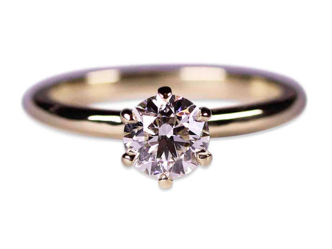 Bar Set Round Brilliant Diamond Solitaire Engagement Ring