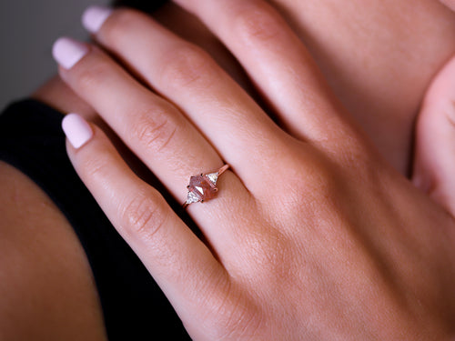 Hexagon-Shaped Red Diamond Engagement Ring