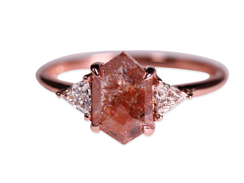 Red Diamond Engagement Ring, Unique 0.62 Carat Certified 14K Black Gold  Handmade