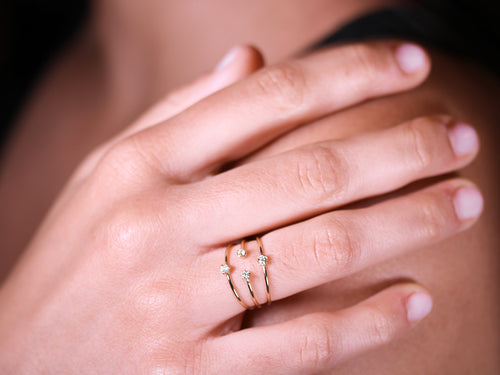 Three-Band Prong Diamond Ring