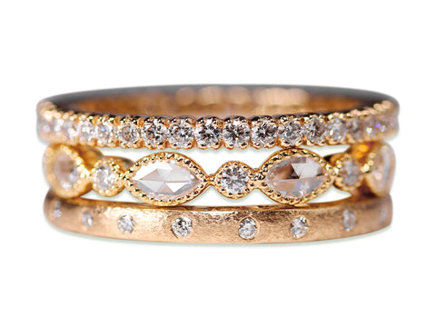 Vintage-Inspired Marquise Diamond Band in 18K Yellow Gold