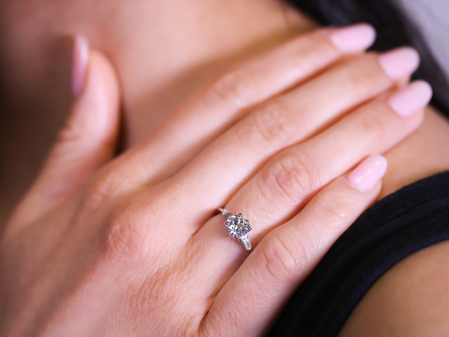 Side Baguette Diamond Engagement Ring