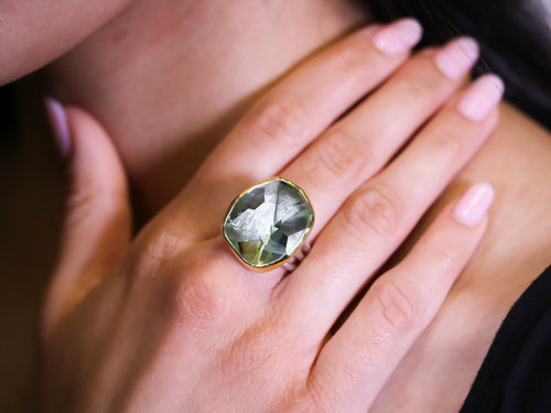 The 40 Carat Faceted Green Amethyst Ring