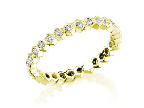 Intricate Vintage-Inspired Diamond Wedding Band in Yellow Gold