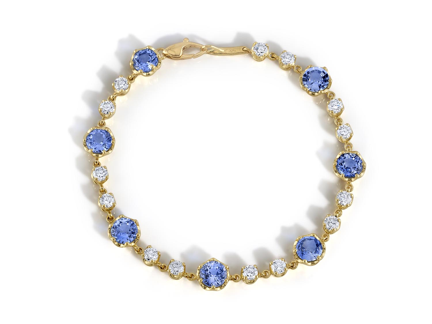 14K Yellow Gold Sapphire and Diamond Tennis Bracelet — DeWitt's Diamond &  Gold Exchange
