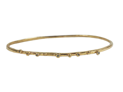 14K Yellow Gold and Diamond Bangle "Stackable" Bracelet