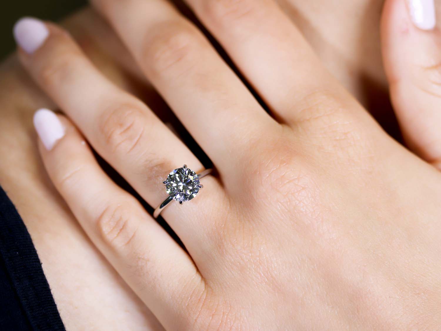 Lab-Created Round Brilliant Diamond Solitaire Engagement Ring