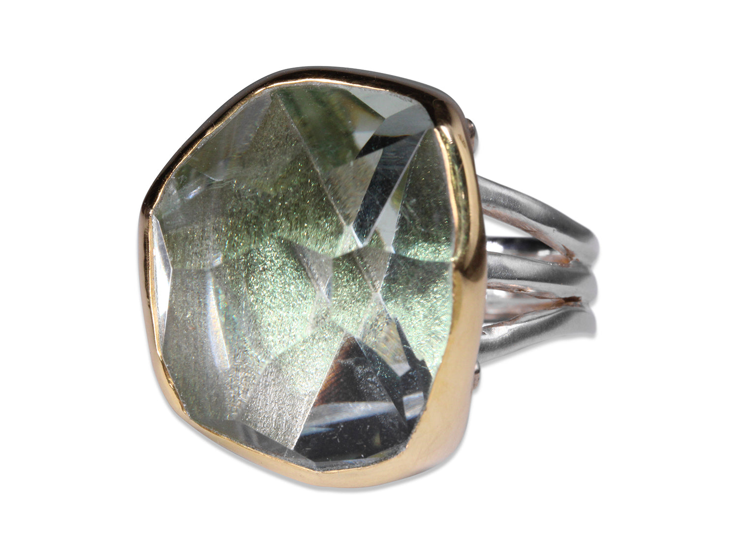 The 40 Carat Faceted Green Amethyst Ring