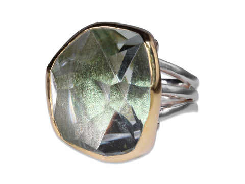 "Floating Diamond in Glass Orb" Ring
