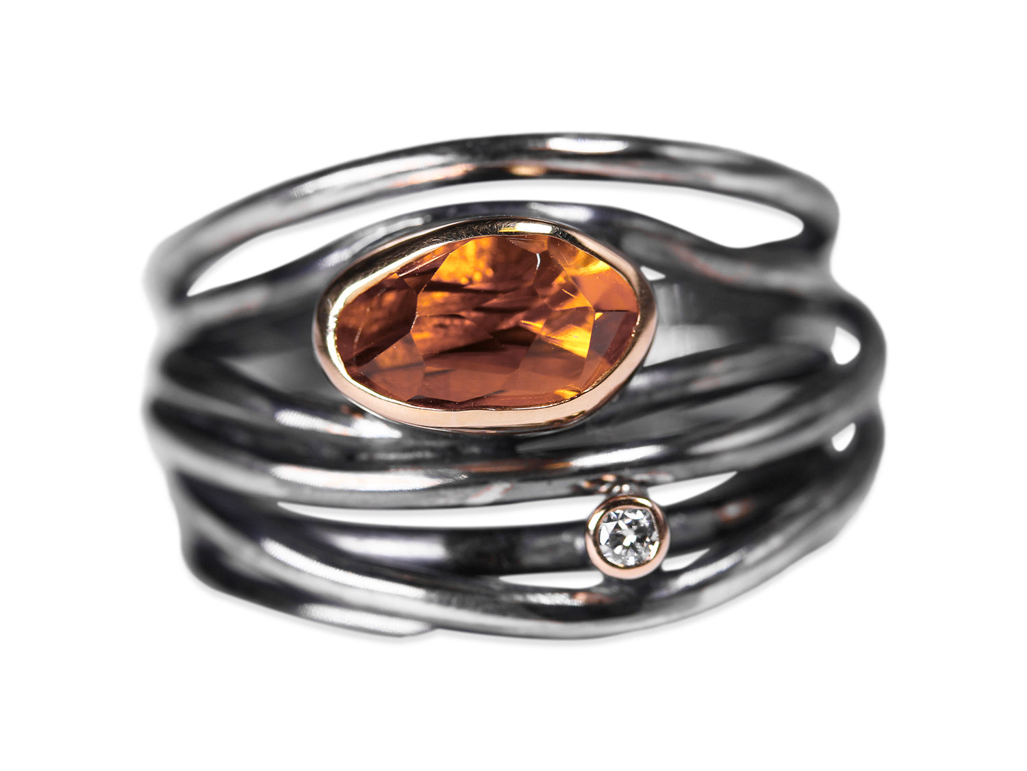 Faceted Citrine and Diamond Twist Ring – www.