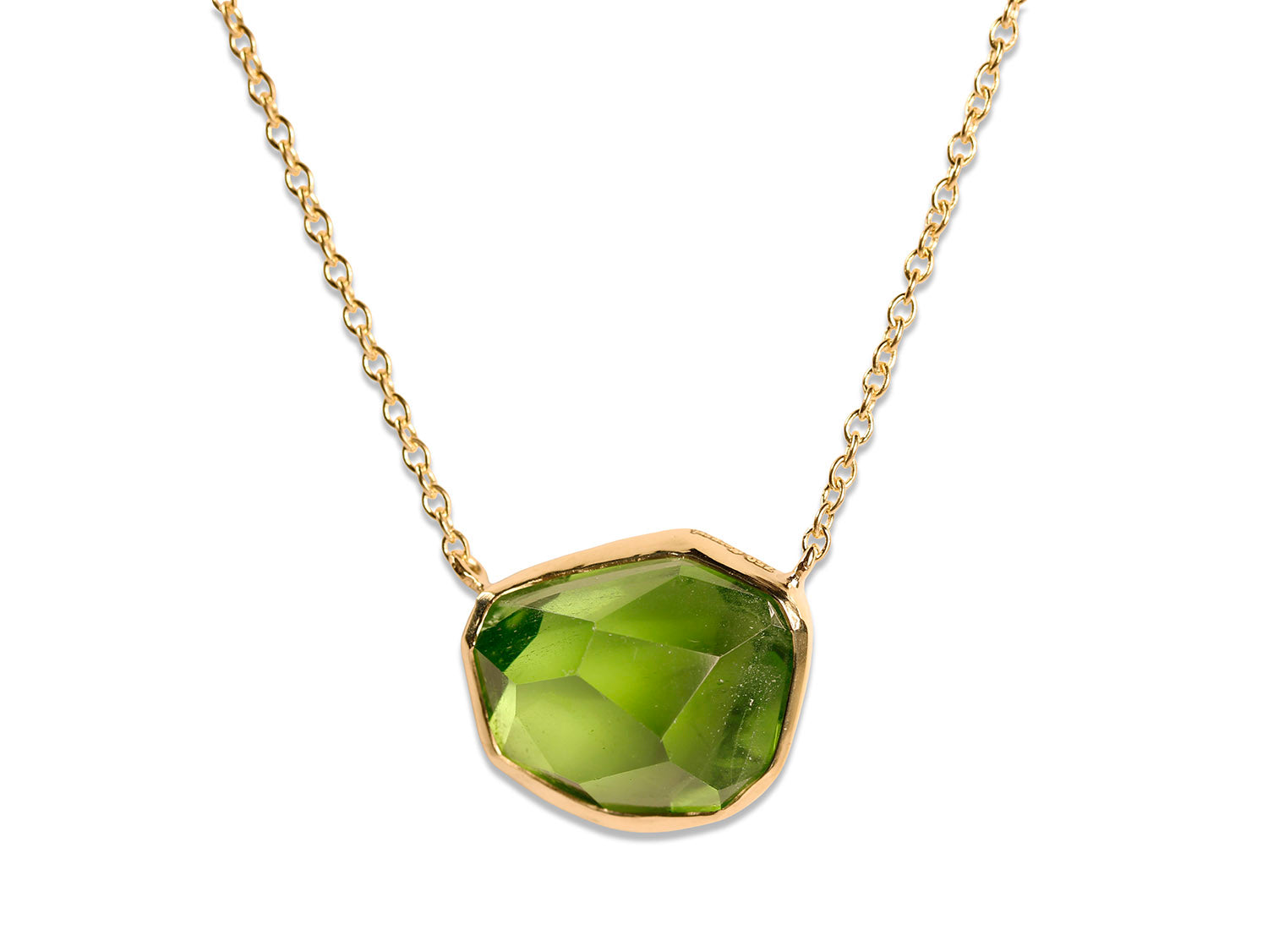 Freeform Peridot Pendant Necklace in 18K Yellow Gold