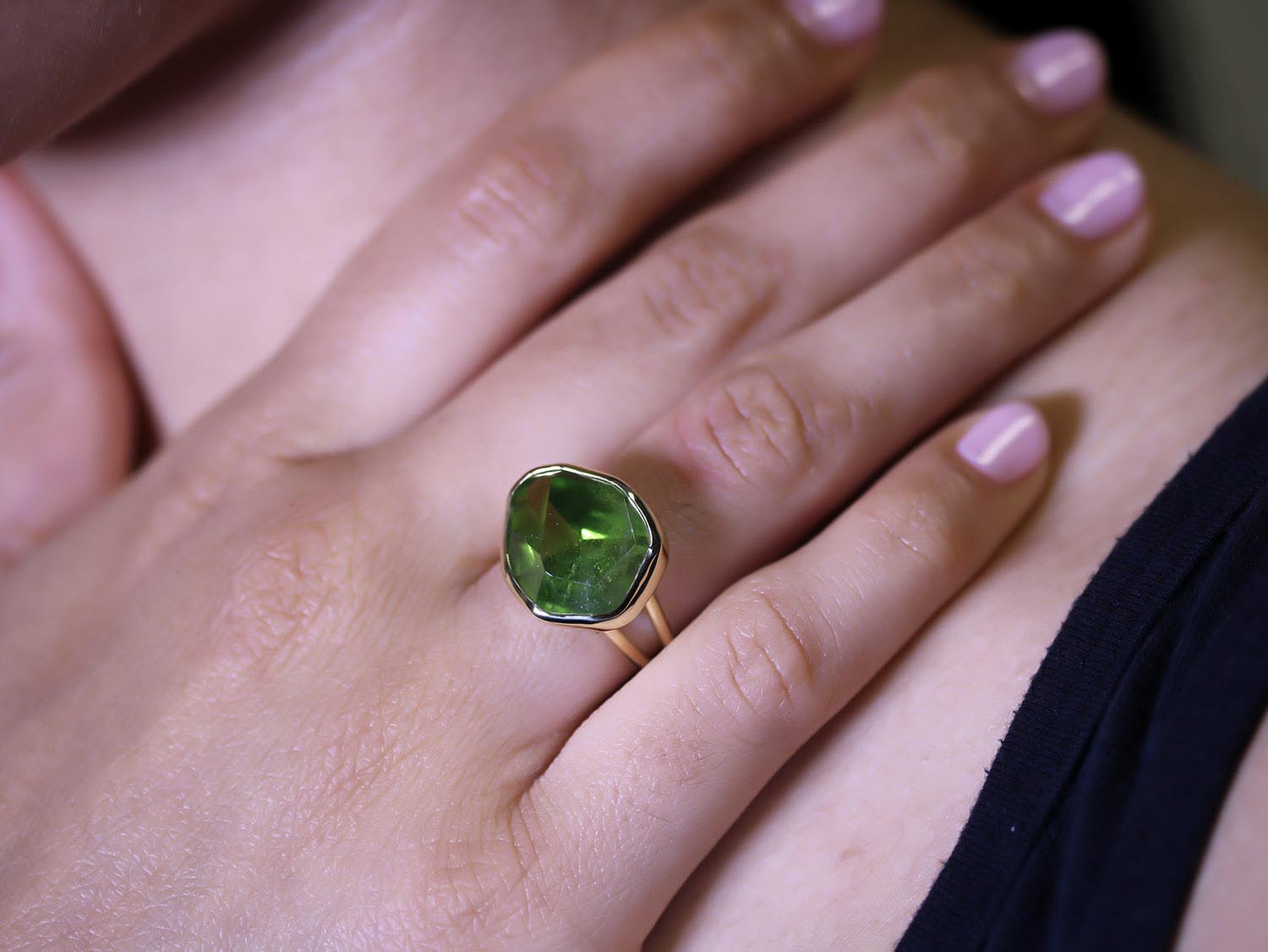 9ct Gold Peridot And Diamond Three Stone Ring - EXCLUSIVE - D8424 | F.Hinds  Jewellers