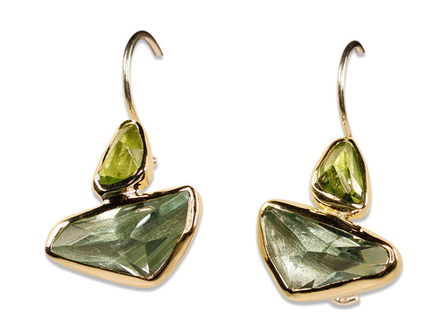 Green Amethyst and Peridot Drop Earrings