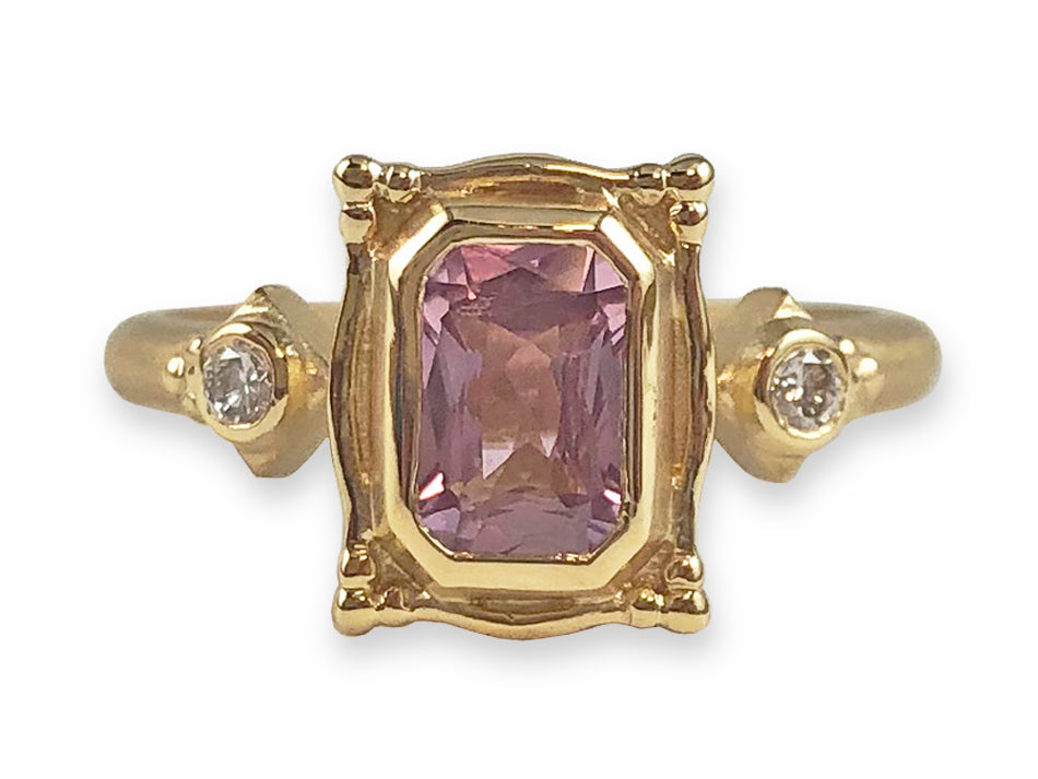 Yellow Gold, Pink Sapphire and Diamond Engagement Ring at the Best Jewelry Store in Washington, DC