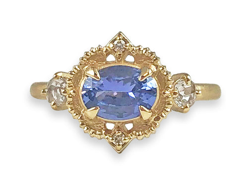 Yellow Gold, Blue Sapphire and Diamond Engagement Ring at the Best Jewelry Store in Washington DC