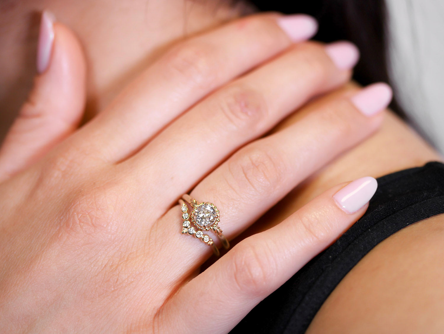 Rose Gold Wedding Band Women V Shaped Ring Chevron Ring Diamond Micro Pave  Half Eternity Ring Stacking Minimalist Ring Everyday Bridal Ring