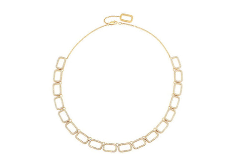 Baguette Diamond Necklace in 18K Yellow Gold and Platinum