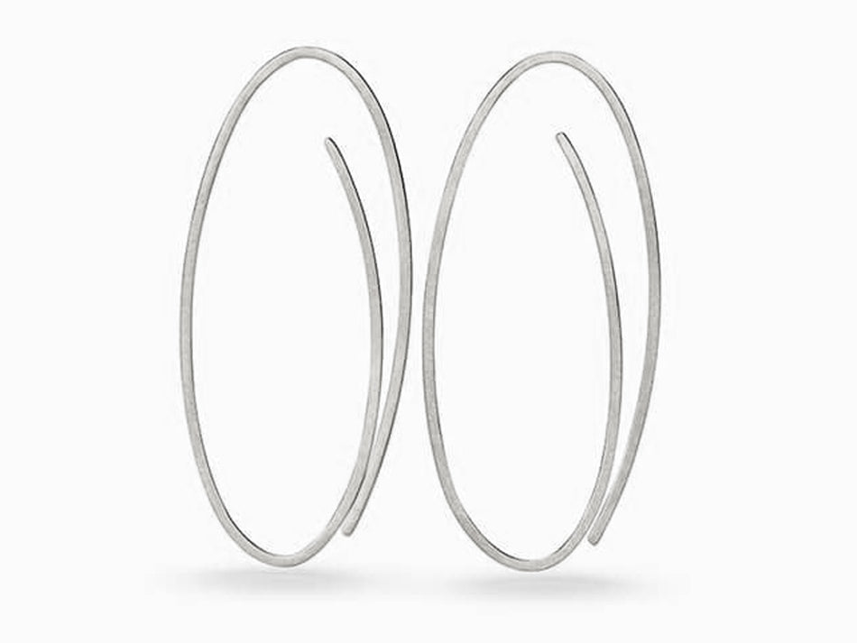 Platinum "Linear" Hoop Earrings