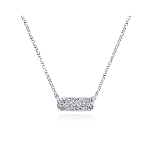Petite Diamond Bar Necklace in White Gold