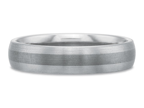 Precious Damascus Steel and 14K Rose Gold Men's Wedding Band