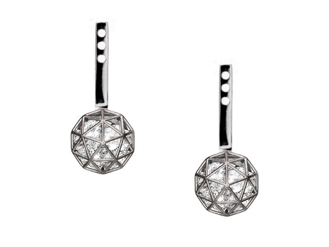 Rustic Gray Diamond Dangling Earrings